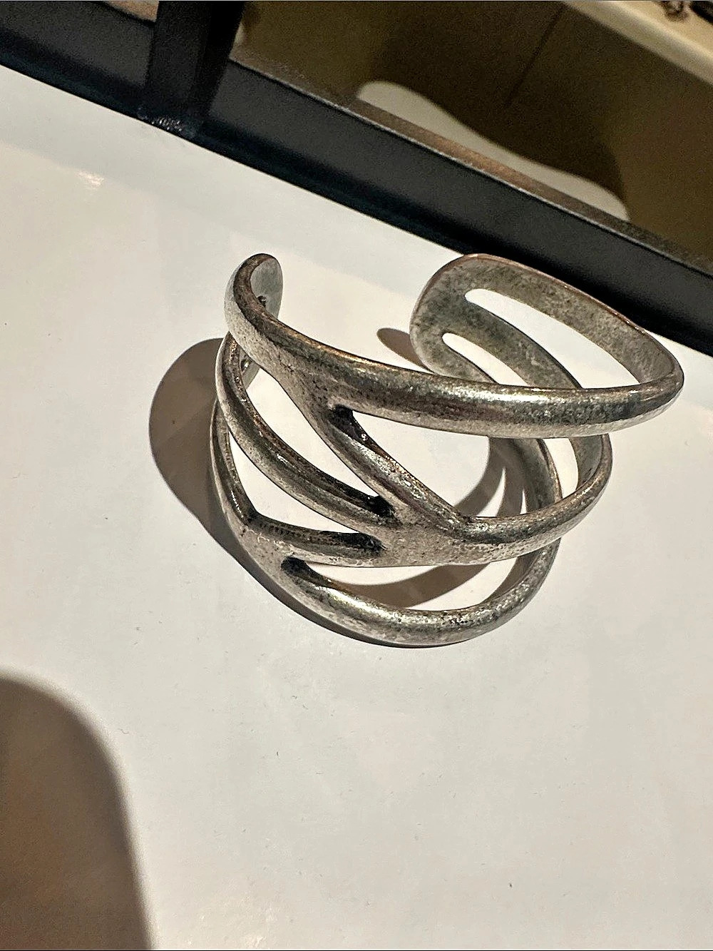 Lucky You Silver-Tone Peace Sign Cuff Bracelet